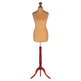 Display Guru Female Uk Size 10/12  Dressmakers Tailors Dummy Mannequin, Gold Torso Bust With Red wood Tripod Stand